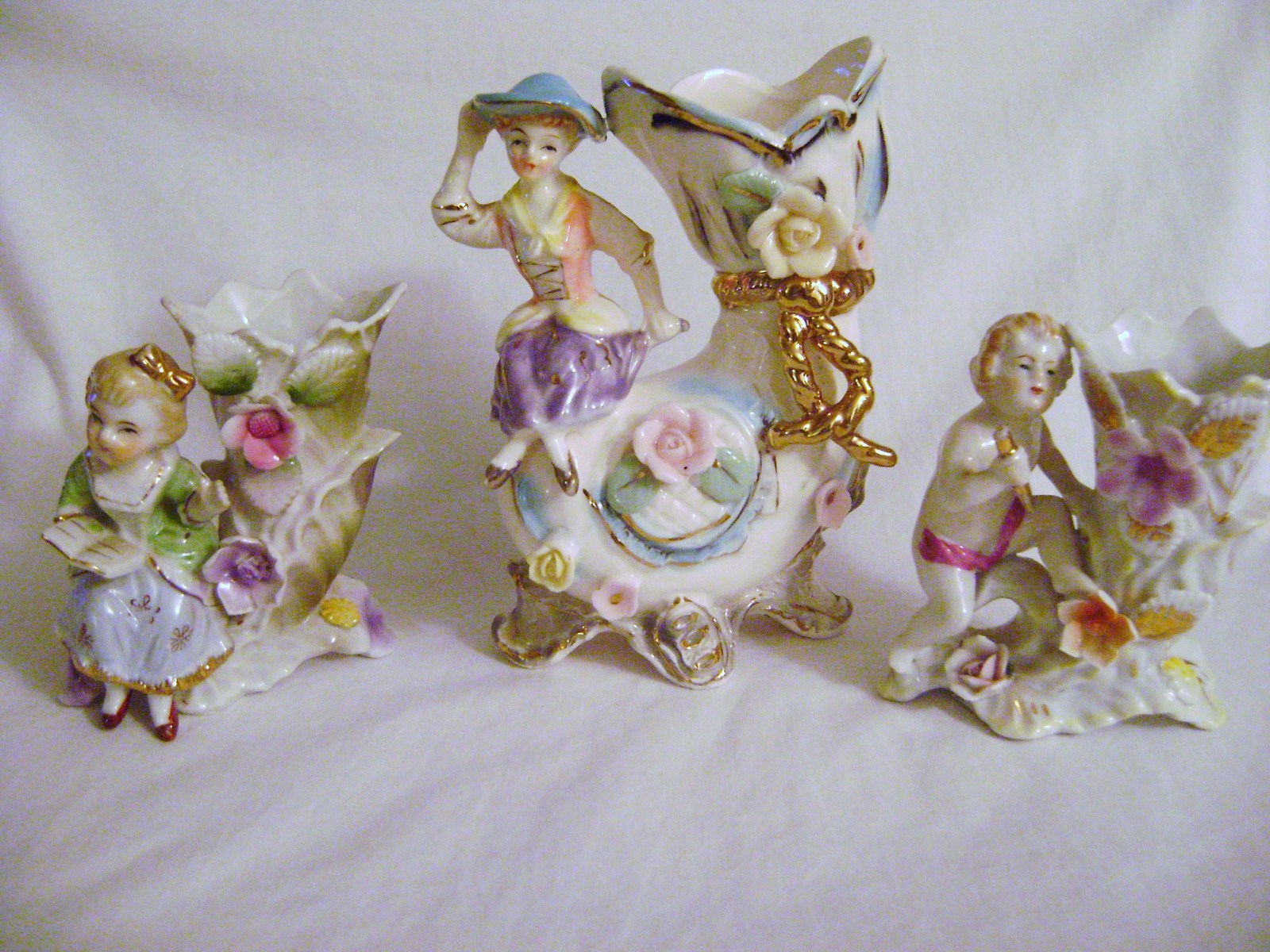 Vintage Victorian Style Vases with attached Figures - £19.98 GBP