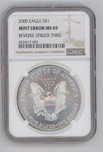 2000 Silver Eagle NGC MS 69 Errore Di Mint 69 - $217.74