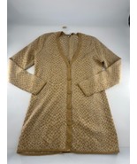Isaac Mizrahi Live Sweater Womens Small Brown Beige Cream Cardigan Anima... - $23.36