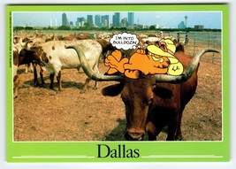 Garfield Cat Postcard Dallas Texas Tabby Sleeps On Bull Jim Davis 1978 Unused - $10.35