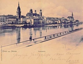 Gruss Aus Passau Germany ~Danubeite ~ 1900 Otto Baum Double Photo Panel-
show... - £8.31 GBP