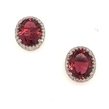 Natural Tourmaline Diamond Stud Earrings 14k WG 5.85 TCW Certified $6,950 121150 - £2,761.85 GBP