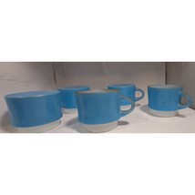 5 VTG anchor hocking Fire King Black Rim Stacking Coffee Mugs Cups C Handle Blue - £19.67 GBP