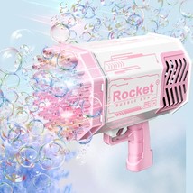 Bubble Machine, 69 Holes Rocket Launcher Bubble Machine With Colorful Li... - £26.85 GBP