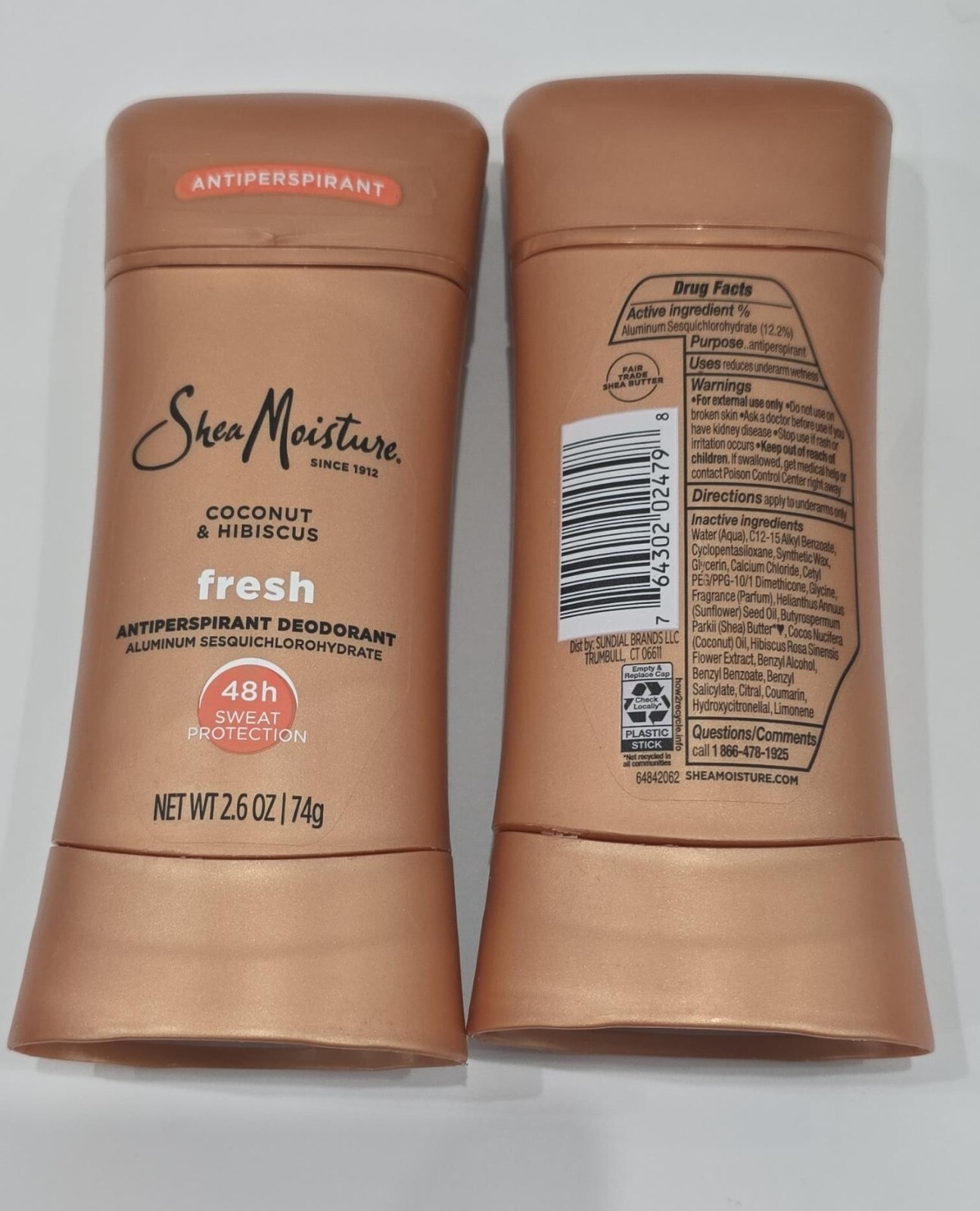 Lot Of 2 Sheamoisture Antiperspirant Coconut & Hibiscus Deodorant Stick 2.6 oz Item image 2