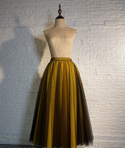 Black Yellow A-line Long Tulle Skirt Outfit Women Plus Size Fluffy Tulle Skirt image 1