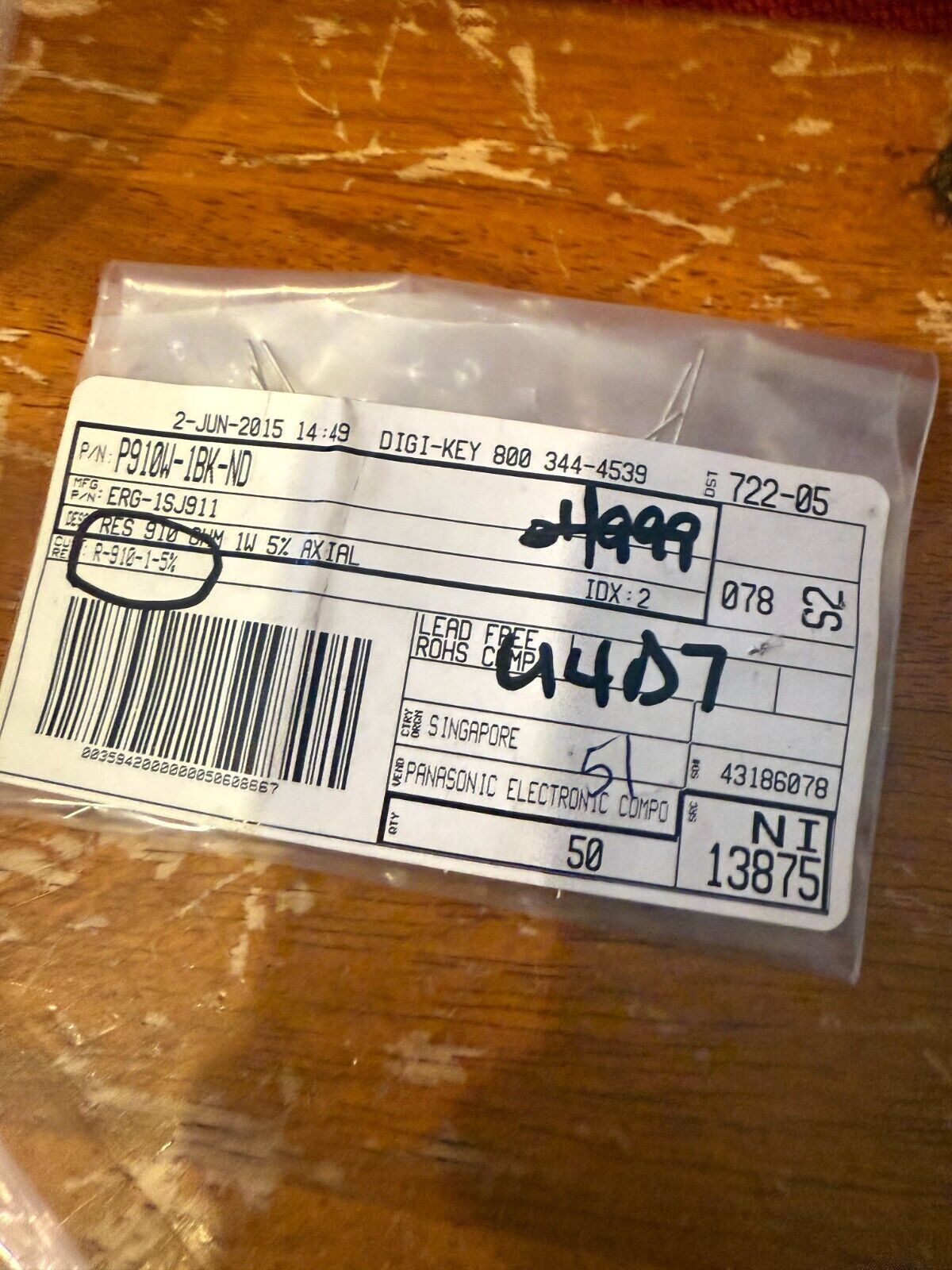 NEW LOT o 40 Panasonic ±5% 1W Through Hole Resistor Axial Flame Proof ER... - $28.49