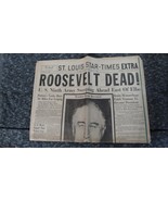 Roosevelt is Dead ~ April 12, 1945  Newspaper St. Louis Star-Times Historic - $33.94 CAD