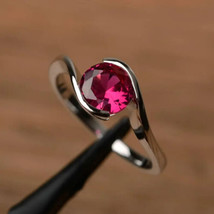Natural Gemstone Red Ruby Ring For Women 925 Sterling Silver Ring - £61.40 GBP