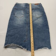 Inherit Clothing Company Women's Blue Cotton Blend Frayed Denim Skirt Size 7/8 image 15