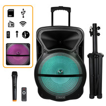 New Trexonic 15 Inch Bluetooth Speaker and Tripod Stand w/ LED Lights FM USB TF - £137.65 GBP