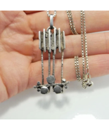 70s vINTAGE Handmade Silver Geometric Pendant Necklace Make OFFER - $245.95