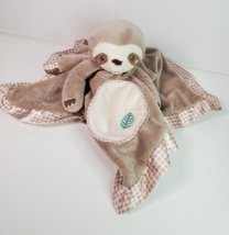 Douglas Baby Sloth Lovey Security Blanket Plush Gingham Satin Edge Soft Unisex - £11.55 GBP