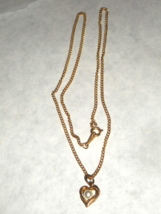 Vintage Gold Tone Faux Pearl Delicate Heart Pendant Necklace Link Chain ... - £7.77 GBP