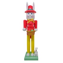 Easter Bunny 15&quot; Nutcracker Wood Basket of Eggs - £39.56 GBP