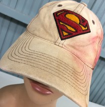 Superman Well Worn Discolored Beat Up Adjustable Logo Baseball Hat Cap - £16.49 GBP