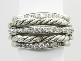 David Yurman Tides Diamond Dome Ring Sterling Silver Size 6.5 with Extras - £1,278.73 GBP
