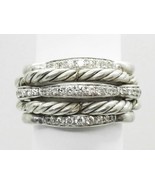 David Yurman Tides Diamond Dome Ring Sterling Silver Size 6.5 with Extras - $1,600.00