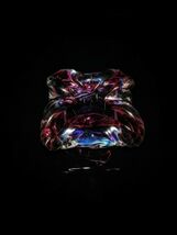 heavy rose colored glass ashtray with four slots  Measures 7 " x 7" x 3" image 3