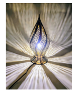 Bud copper table lamp, Moroccan decor, Handcrafted lamp, Engraved patterns - $194.21 CAD