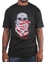 Deadline Mens Black American Flag Bandana Skull Bullet Hole T-Shirt USA NWT - £54.75 GBP