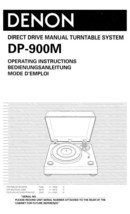 Denon DP-900M Turntable Owners Manual - £17.12 GBP