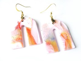 Pumpkin Marble Design Polymer Clay Earrings Casual Fashion Jewelry For women - £15.27 GBP