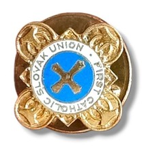 First Catholic Slovak Union FCSU Enamel Lapel Pin Ballou Gold Tone Italy C3 - £13.32 GBP