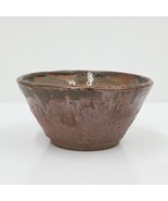 Handmade Clay Stoneware Bowl Dish Earthenware Drip Glaze Green Brown 5.2... - £19.65 GBP