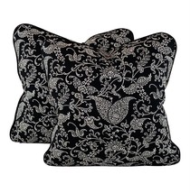 Pair 16&quot; Pillow Covers Premier Prints MM Designs Black &amp; White Botanical... - £40.60 GBP