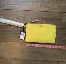 NWT DKNY Donna Karan Rare Lemon Yellow Leather Wristlet Wallet Zip Bag New - £35.80 GBP