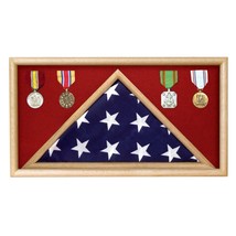 Usa Made Solid Oak Wood Military Flag Rectangle Display Case Shadow Box - £389.74 GBP