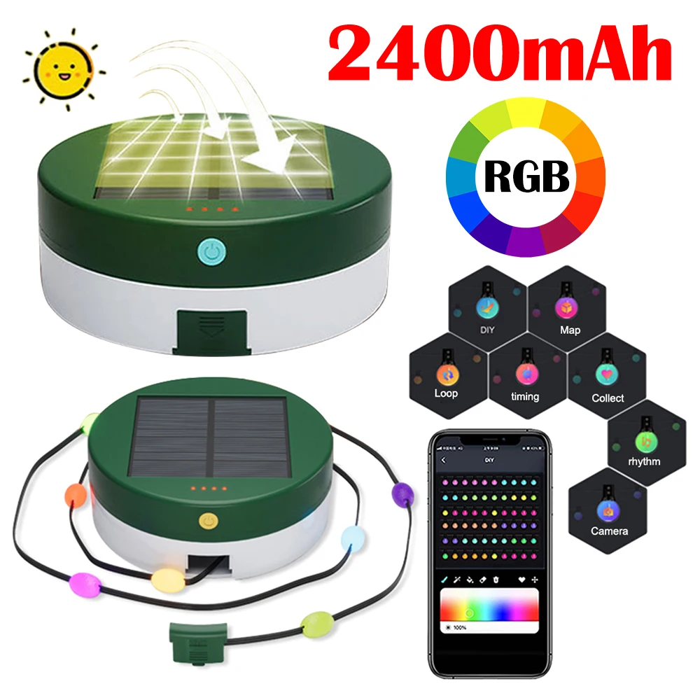Solar Camping Lights RGB Ambient Light Outdoor Portable Storable Rechargeable - £14.05 GBP+