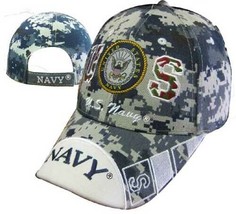 Official US Navy Licensed Navy Emblem w/ NAVY Bill Cap Digital Camo Hat - £15.67 GBP