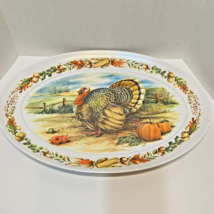Vintage Brookpark Large Oval Melamine Turkey Thanksgiving Harvest Platte... - $21.51