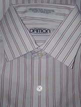 DAMON MENS LS PINSTRIPE DRESS SHIRT-15X33-NWOT-COTTON/POLYESTER-LIGHT-CO... - $8.59