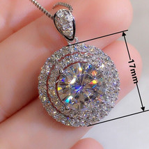 3.50CT Round Certified Moissanite Women&#39;s Pendant 14K Gold Plated Silver W/Chain - £93.51 GBP