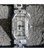 Earth mined Diamond Art Deco Ladies Elgin Watch Gatsby era Vintage Plati... - €1.638,35 EUR