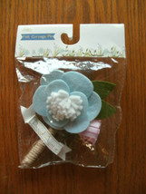 NEW &quot;Proud Auntie&quot; Ladies Felt Corsage Lapel Pin blue &amp; pink flowers - £6.39 GBP