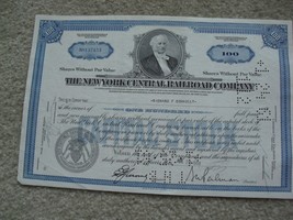Vintage 1959 Stock Certificate New York Central Railroad Company 100 Shares - $22.77