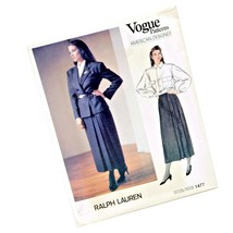 Vogue 1477 Sewing Pattern Ralph Lauren Jacket Skirt Blouse Uncut Misses Size 8 - £15.60 GBP