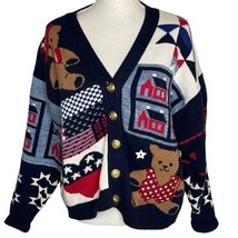 Sweater Loft Sweaters Vintage Patriotic Bear Ugly Cardigan Medium - $38.55