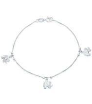 iJewelry2 Sterling Silver Elephant Charms and Beads Box Chain Bracelet 7.5&#39;&#39; - £29.81 GBP