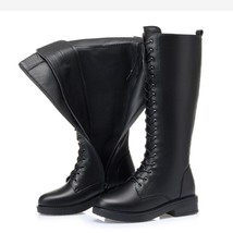 Genuine Leather Women&#39;s boots knee-high motorcycle boots Autumn shoes warm winte - £133.67 GBP
