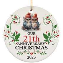 21th Anniversary Christmas 2023 Ornament Gift 21 Years Married Cute Owl Couple - £11.06 GBP