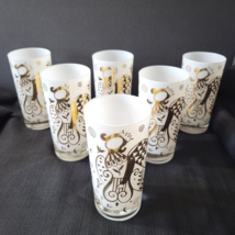 Vtg Gold on White Georges Briard HEAVEN CAN WAIT Glass Set of 6 Tumbler ... - €191,23 EUR