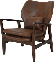 Haddie Mid Century Modern Fabric Club Chair, Brown And Dark Espresso, - £268.25 GBP