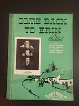 Come Back To Erin By Claribel Ukelele Guitar and Hawaii Guitar 1935 Shee... - $9.73