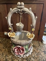 Antique Capodimonte Pottery Large 14” Wishing Well Flowers From Italy Vintage - £132.89 GBP