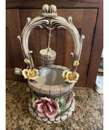ANTIQUE CAPODIMONTE Pottery LARGE 14”  WISHING WELL flowers FROM ITALY Vintage - $169.00